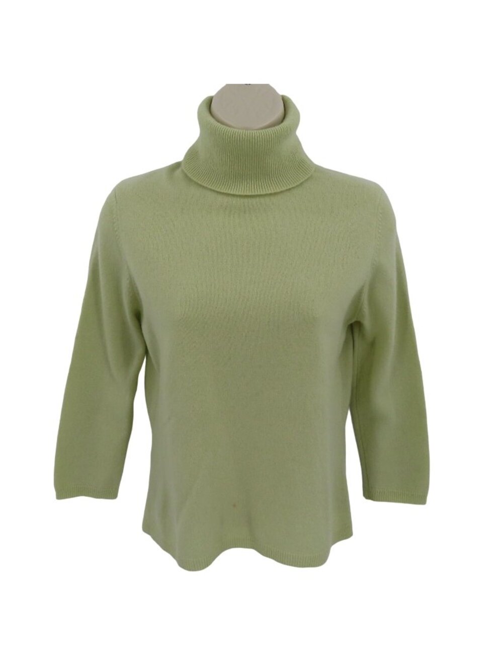 Ann Taylor Womens Small Cashmere Light Green Yellow Turtleneck Knit Sweater Top